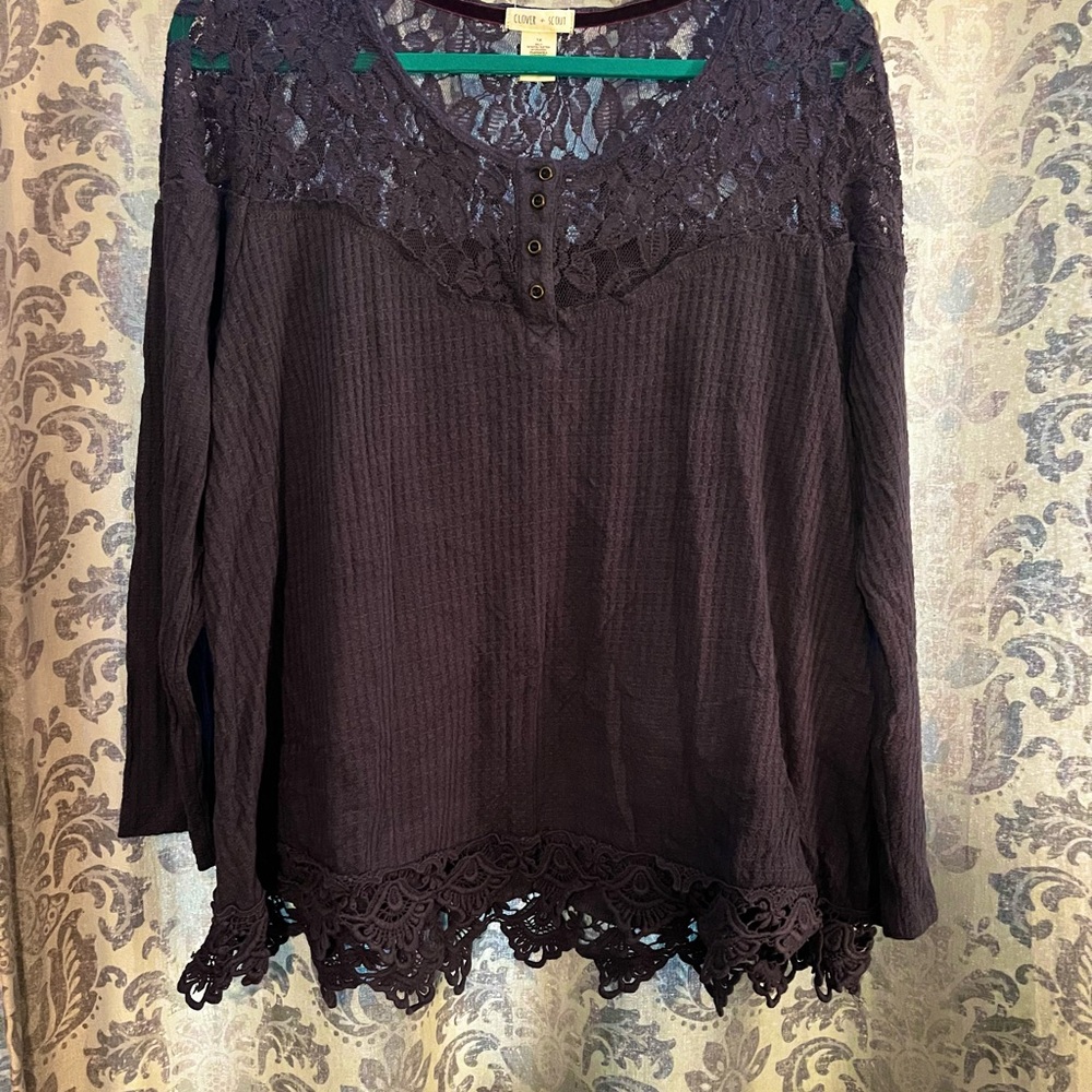 Lace Trim Black Top